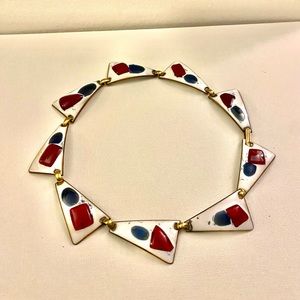 Red, white, and blue Copper handmade necklace, made by K. Dennings
